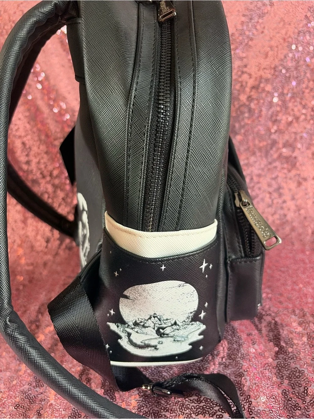 Loungefly Black & White Peter Pan Skull Island Mini Backpack